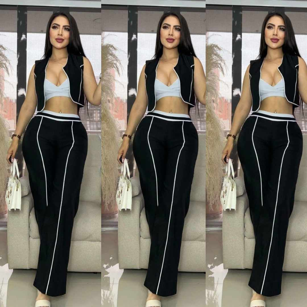 Conjunto Chaleco, Top y Pantalón – Tu Look Completo en Uno 👗