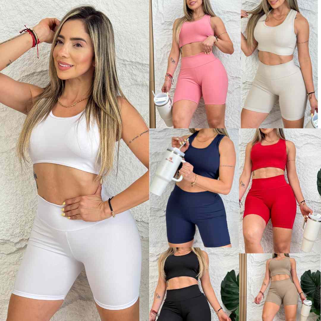 ✨ Combo Fit Pro: Short Realce + Top Push Up 🍑