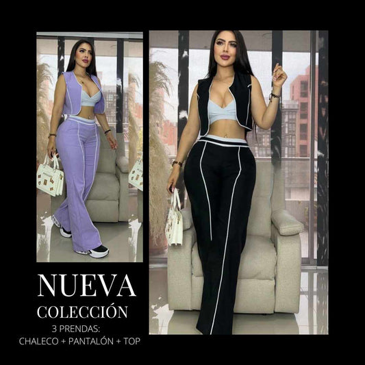 Conjunto Chaleco, Top y Pantalón – Tu Look Completo en Uno 👗