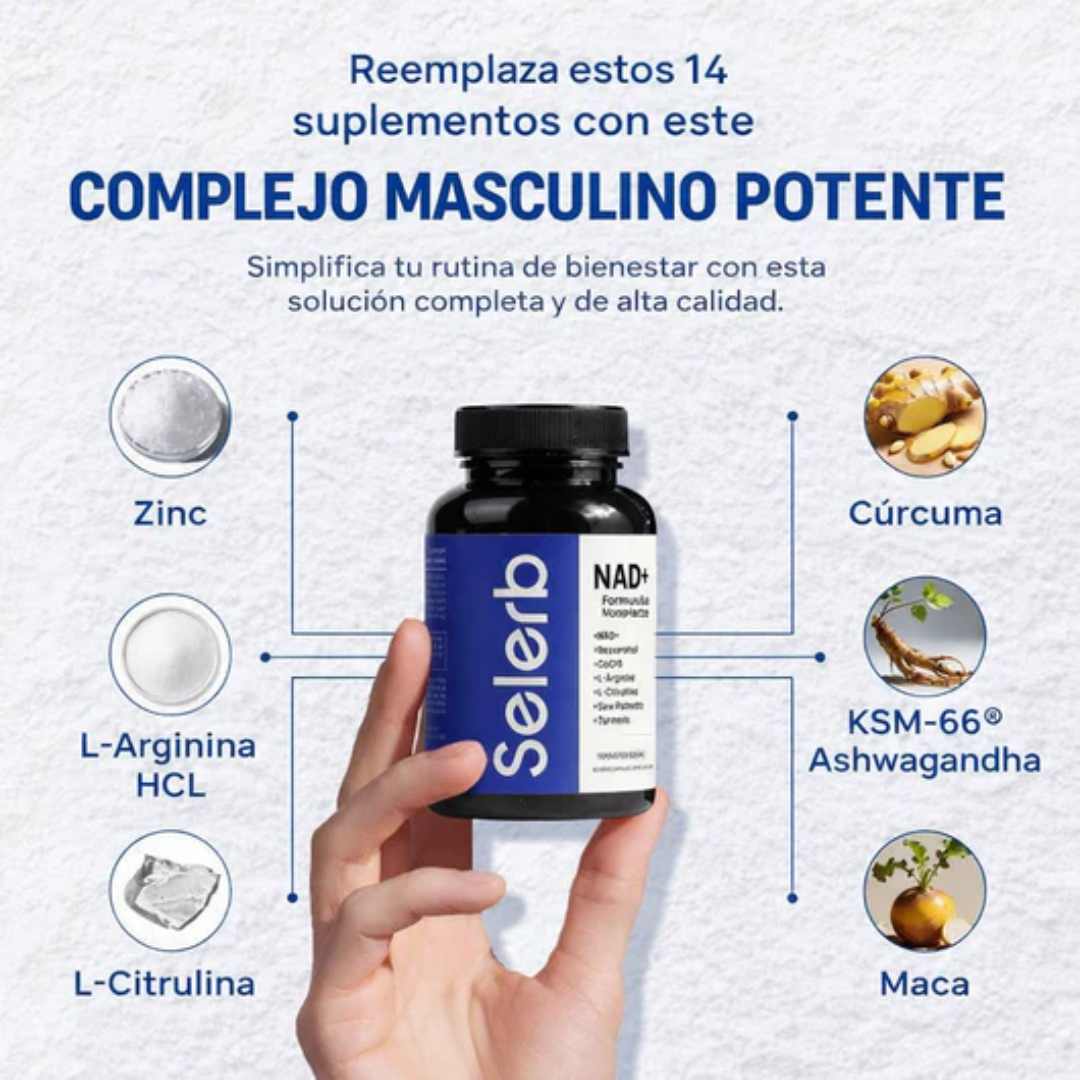 SELERD NAD+ For Men Complex (60 Cáps) – Vitalidad Masculina Total ⚡