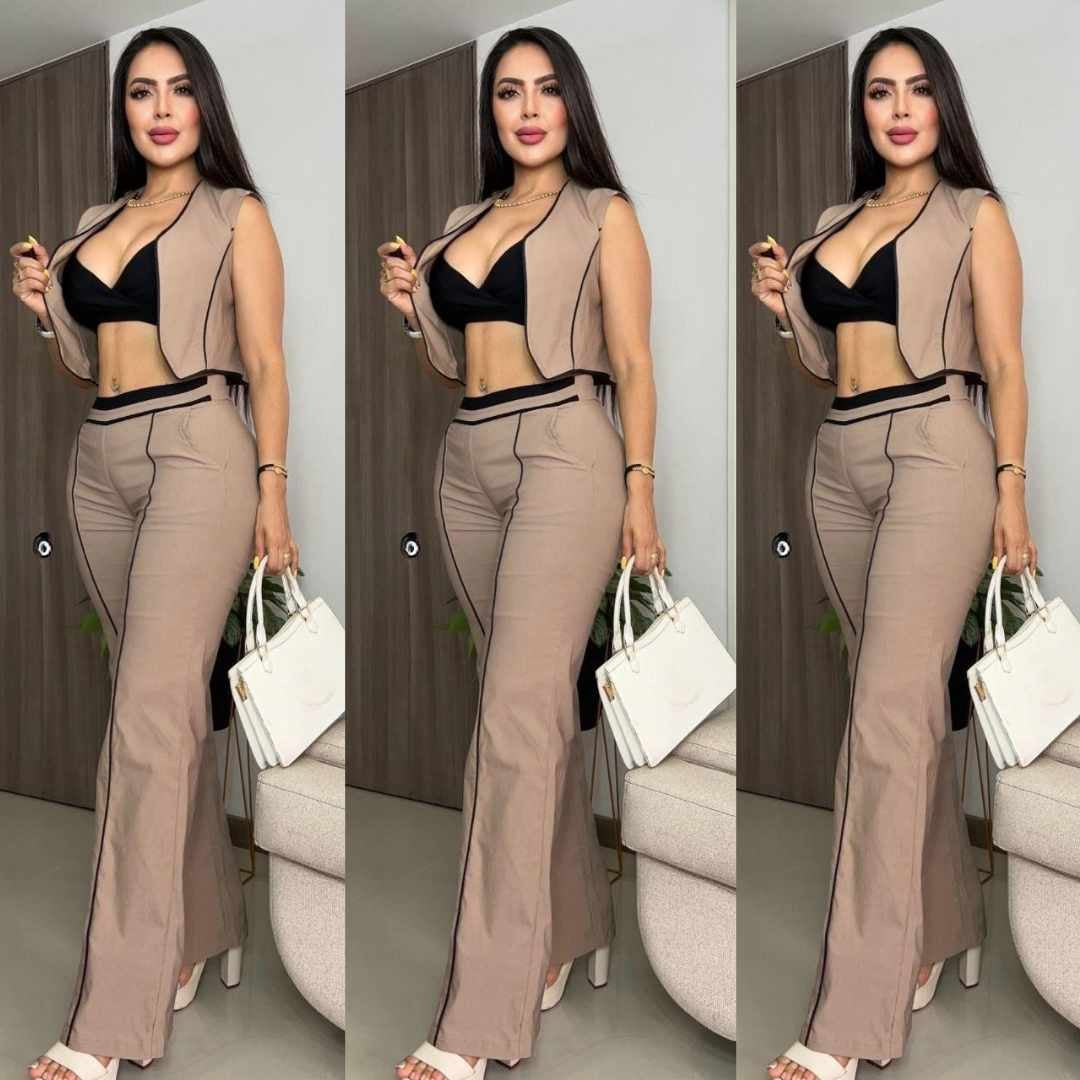 Conjunto Chaleco, Top y Pantalón – Tu Look Completo en Uno 👗