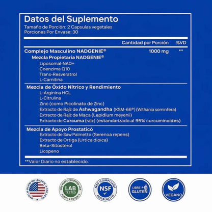 SELERD NAD+ For Men Complex (60 Cáps) – Vitalidad Masculina Total ⚡