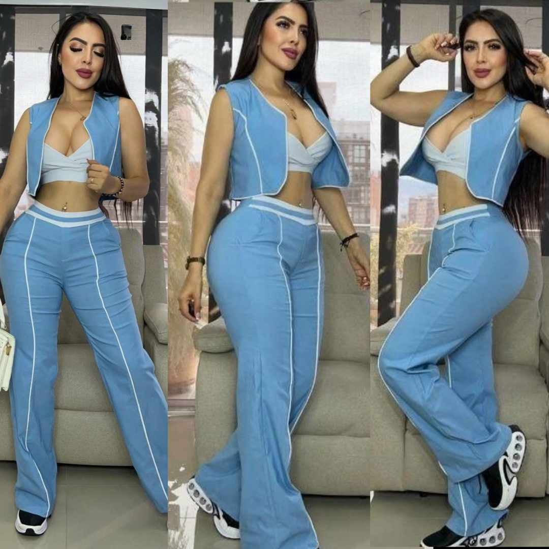 Conjunto Chaleco, Top y Pantalón – Tu Look Completo en Uno 👗