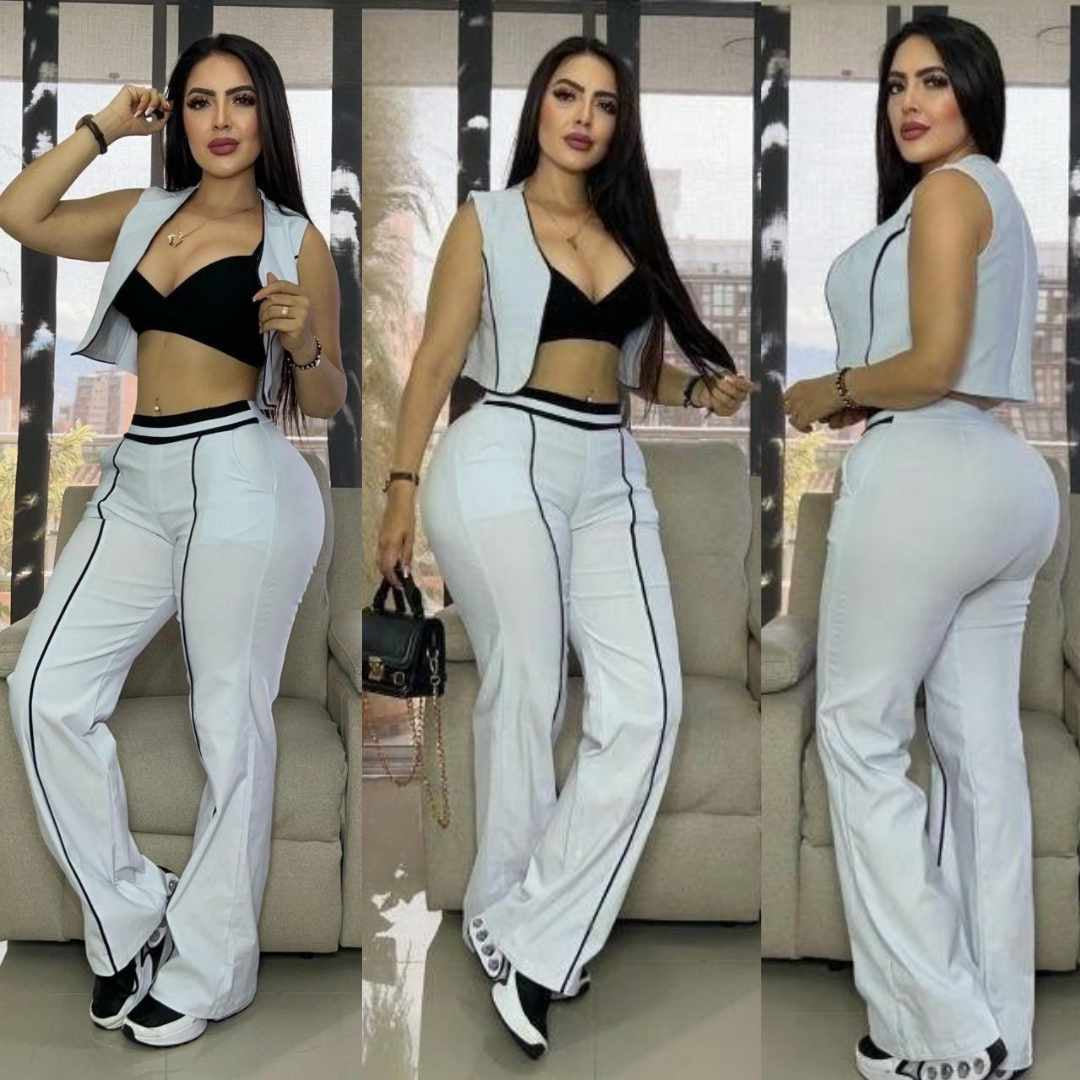 Conjunto Chaleco, Top y Pantalón – Tu Look Completo en Uno 👗