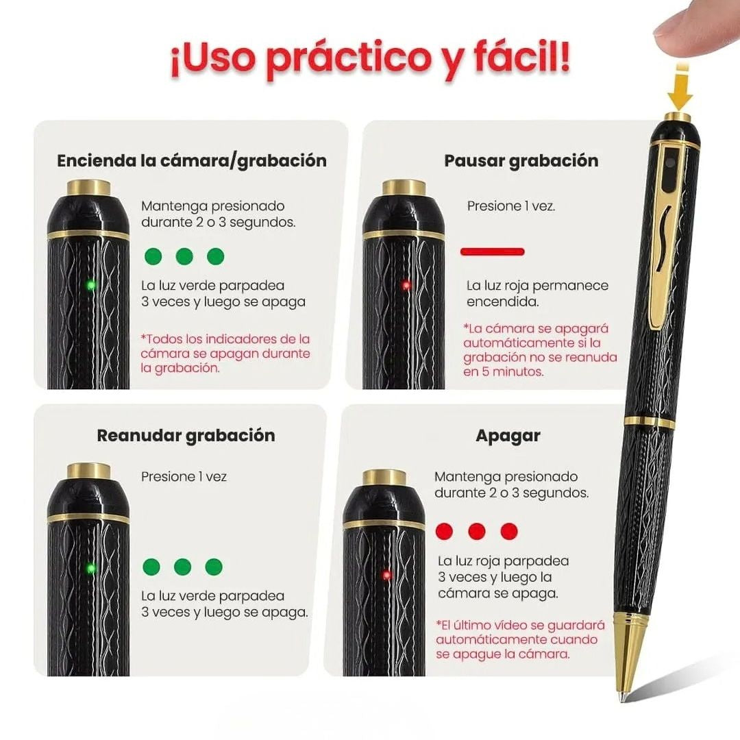 Bolígrafo Espía con Cámara Oculta HD
