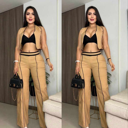 Conjunto Chaleco, Top y Pantalón – Tu Look Completo en Uno 👗