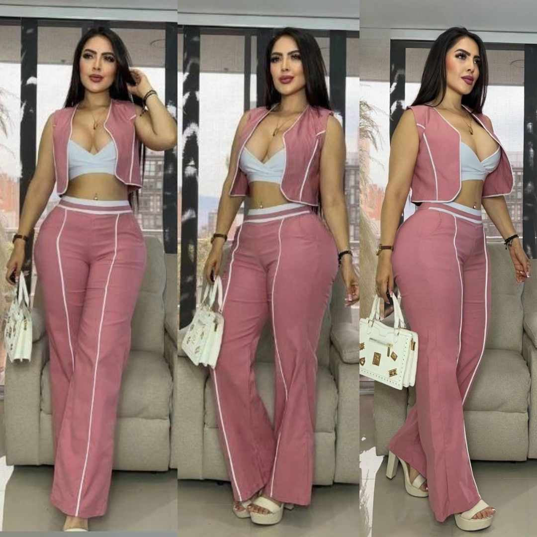 Conjunto Chaleco, Top y Pantalón – Tu Look Completo en Uno 👗