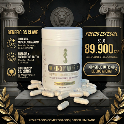 King Maker x 120 cápsulas – Tu poder masculino activado 👑